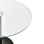 Clear Glass Round Dining Table with Black Finish Base