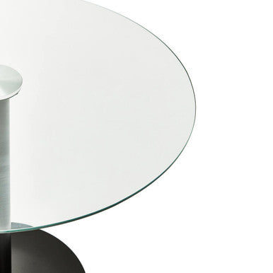 Clear Glass Round Dining Table with Black Finish Base
