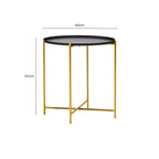 Black and Gold Finish Round Tray Side Table