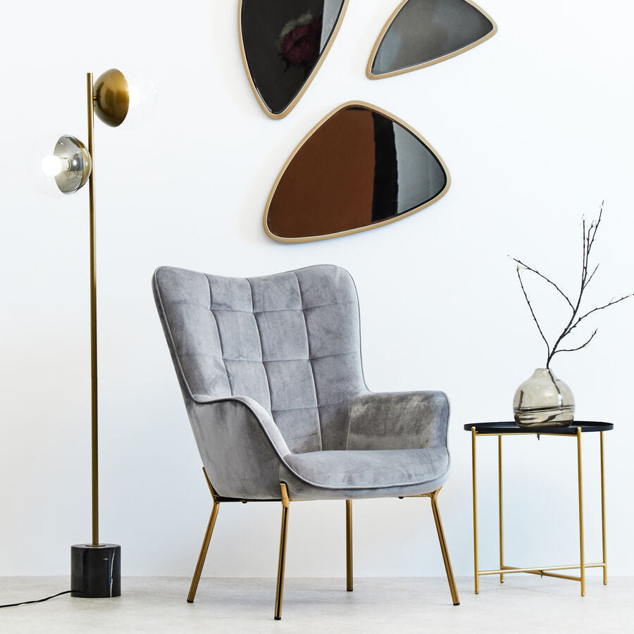 Black and Gold Finish Round Tray Side Table