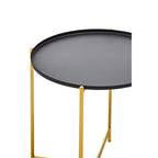 Black and Gold Finish Round Tray Side Table