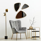 Black Rounded Shelves Two-Tier Side Table with Gold Iron Stand