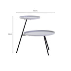 Grey Iron Tray Top and Black Iron Legs 2 Shelf Side Table