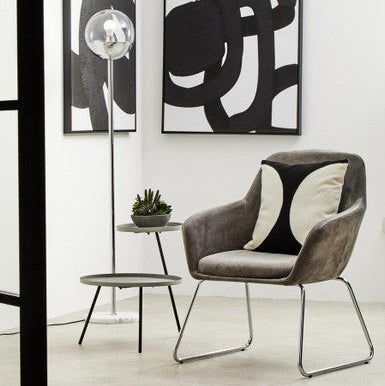 Grey Iron Tray Top and Black Iron Legs 2 Shelf Side Table