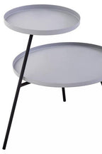 Grey Iron Tray Top and Black Iron Legs 2 Shelf Side Table