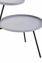 Grey Iron Tray Top and Black Iron Legs 2 Shelf Side Table
