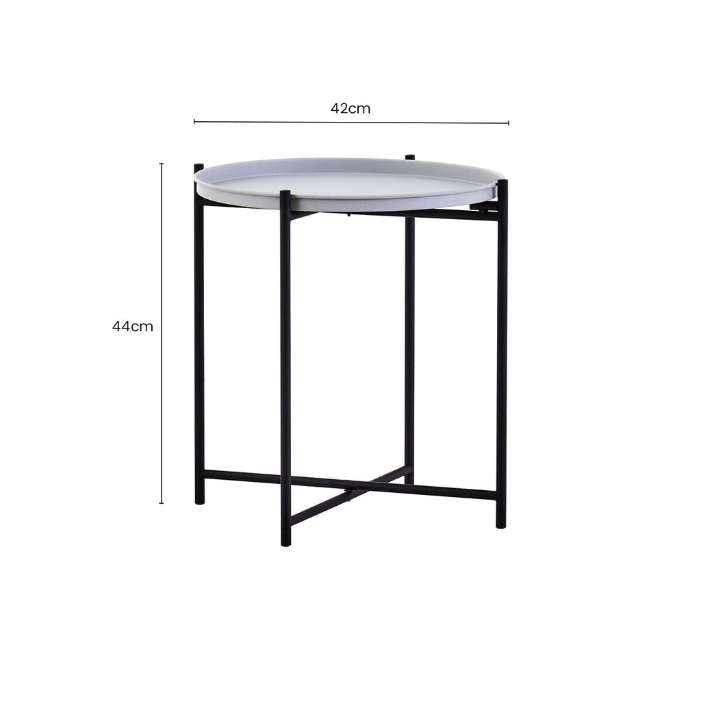 Grey and Black Finish Tray Side Table