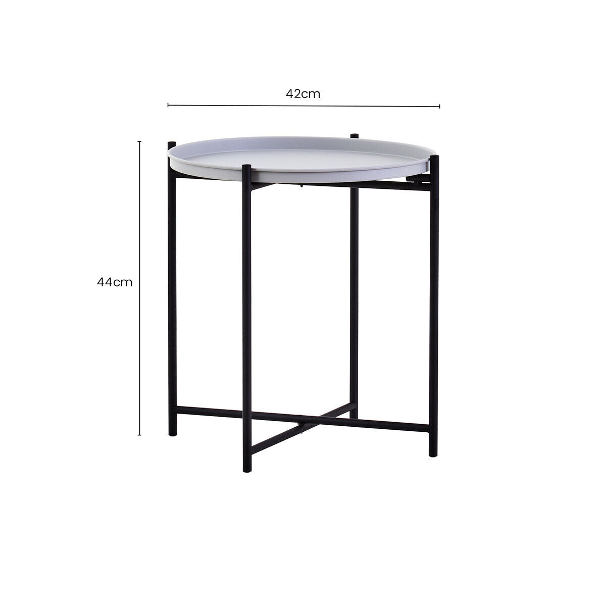 Grey and Black Finish Tray Side Table