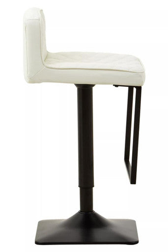 White Leather Effect and Black Base Bar Chair