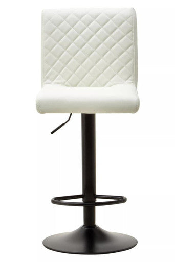 High Back White Leather Effect Bar Chair