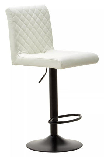 High Back White Leather Effect Bar Chair