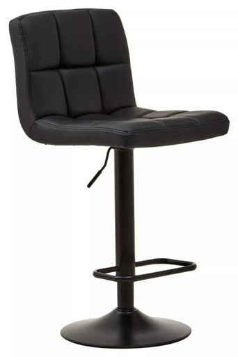 Black Leather Effect Bar Chair with Cushioned Seat