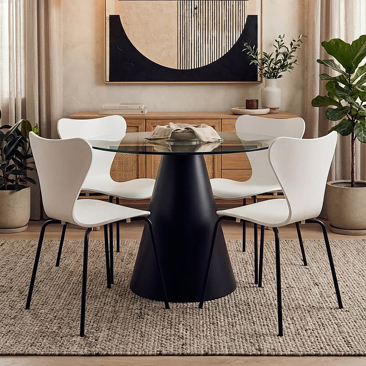 White Seat and Black Legs Dining Chair