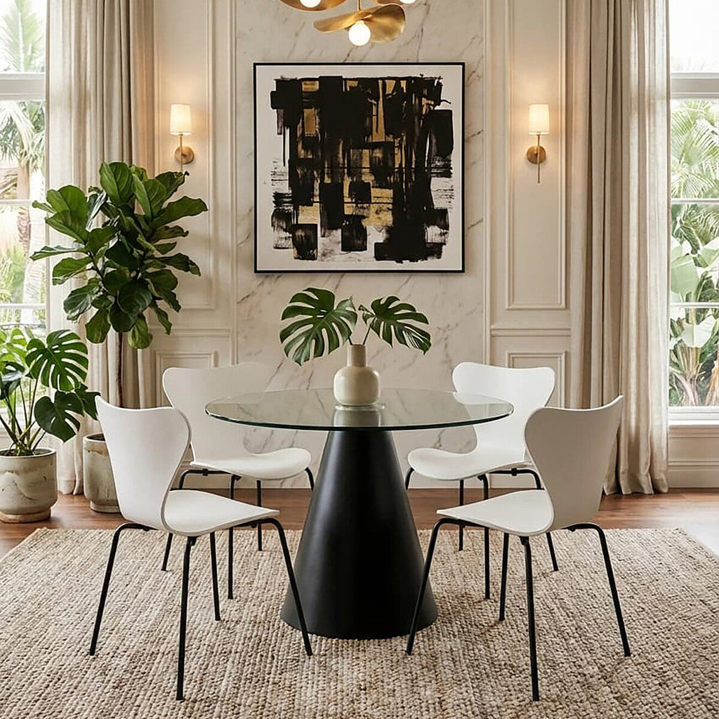 White Seat and Black Legs Dining Chair