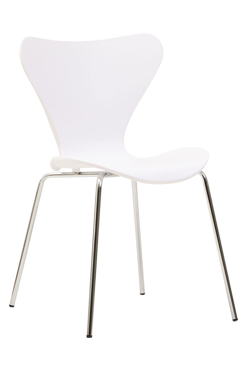 White Seat and Silver Chrome Legs Dining Chair