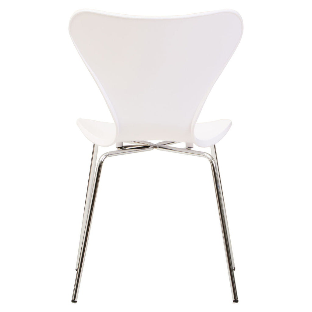 White Seat and Silver Chrome Legs Dining Chair