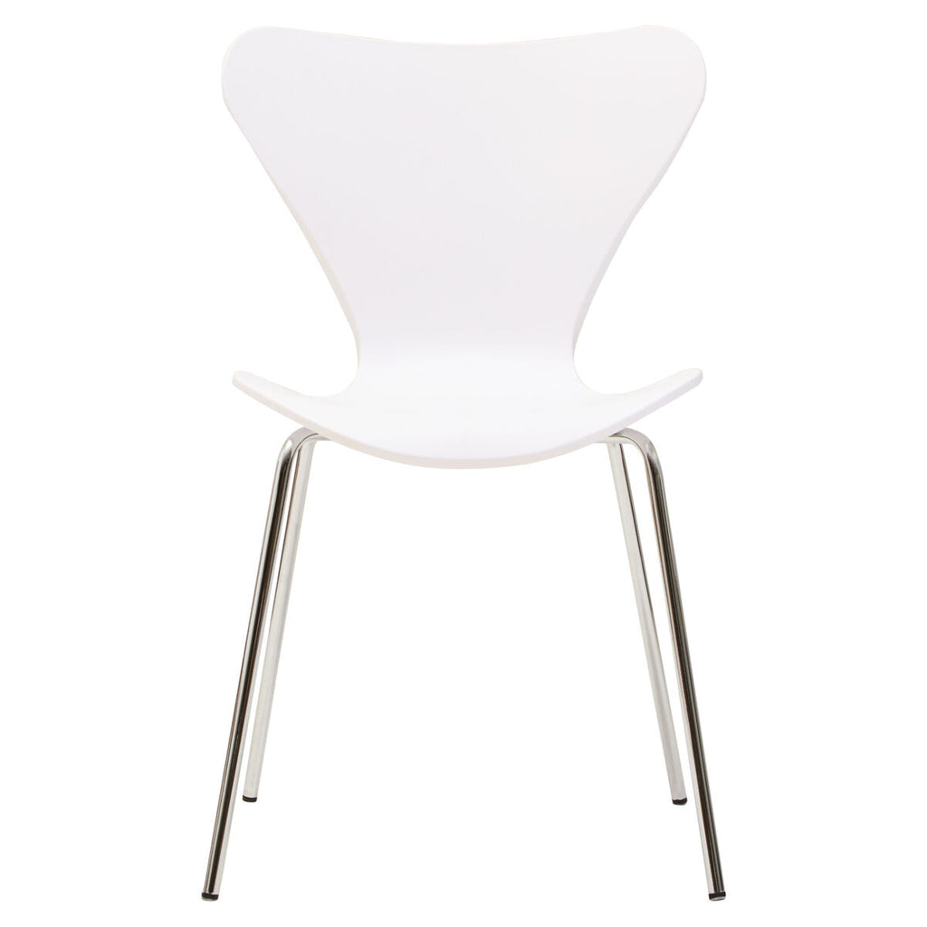 White Seat and Silver Chrome Legs Dining Chair