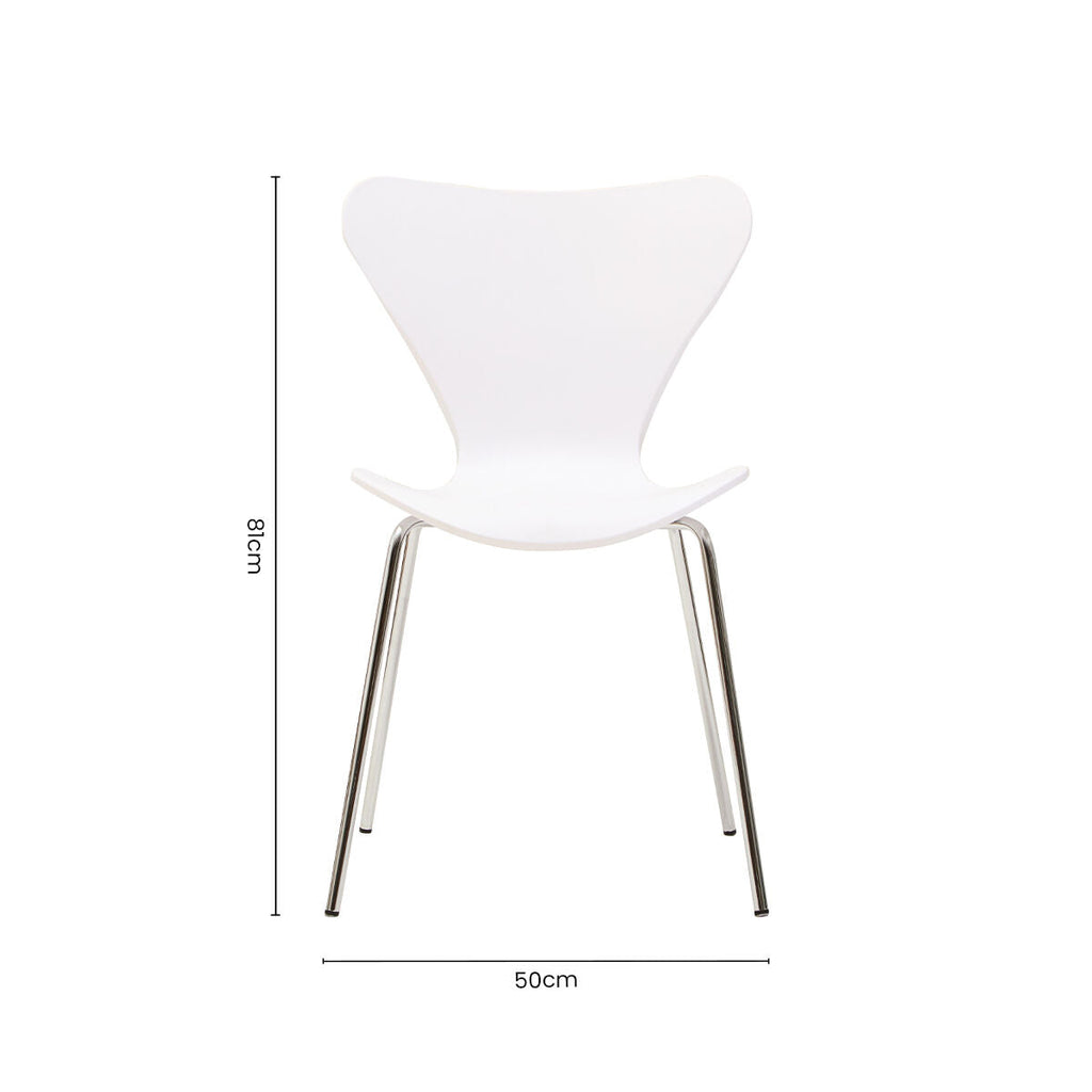 White Seat and Silver Chrome Legs Dining Chair