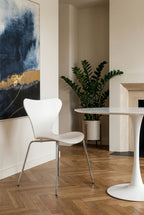 White Seat and Silver Chrome Legs Dining Chair