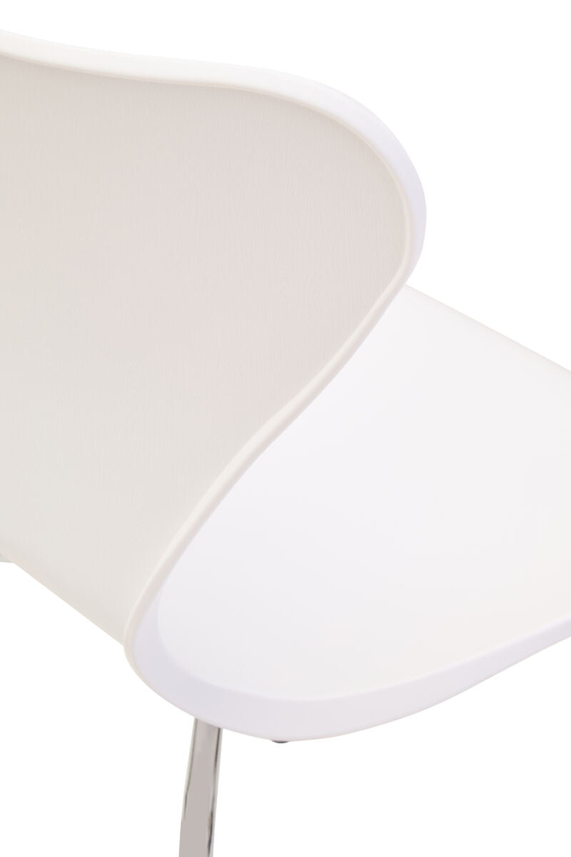 White Seat and Silver Chrome Legs Dining Chair
