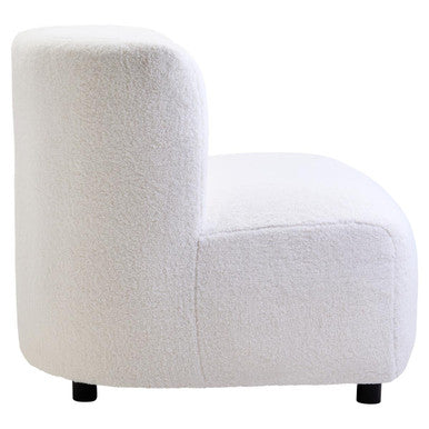 Ivory Boucle Effect Lounge Chair with Curved Back