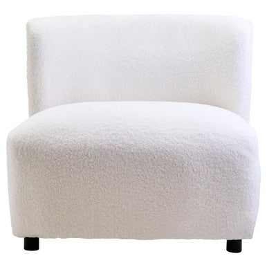 Ivory Boucle Effect Lounge Chair with Curved Back