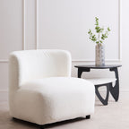 Ivory Boucle Effect Lounge Chair with Curved Back