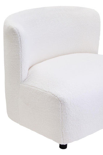 Ivory Boucle Effect Lounge Chair with Curved Back