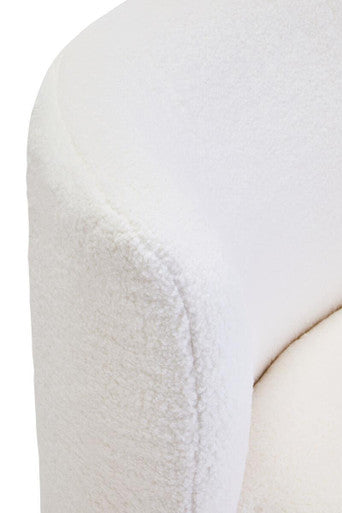 Ivory Boucle Effect Lounge Chair with Curved Back