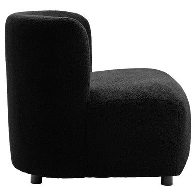 Black Boucle Effect Lounge Chair with Curved Back