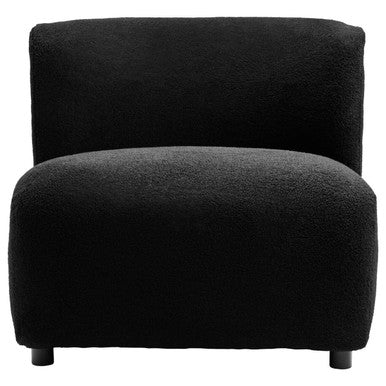 Black Boucle Effect Lounge Chair with Curved Back