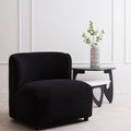 Black Boucle Effect Lounge Chair with Curved Back