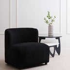 Black Boucle Effect Lounge Chair with Curved Back