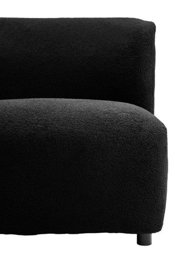 Black Boucle Effect Lounge Chair with Curved Back