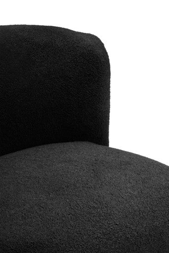 Black Boucle Effect Lounge Chair with Curved Back