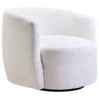 Ivory Boucle Effect Curved Lounge Chair with Swivel Base