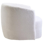 Ivory Boucle Effect Curved Lounge Chair with Swivel Base