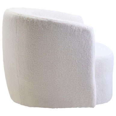 Ivory Boucle Effect Curved Lounge Chair with Swivel Base
