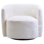Ivory Boucle Effect Curved Lounge Chair with Swivel Base