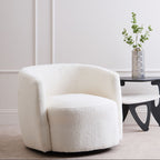 Ivory Boucle Effect Curved Lounge Chair with Swivel Base