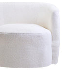 Ivory Boucle Effect Curved Lounge Chair with Swivel Base