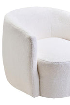 Ivory Boucle Effect Curved Lounge Chair with Swivel Base
