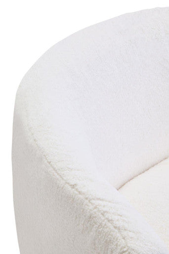 Ivory Boucle Effect Curved Lounge Chair with Swivel Base