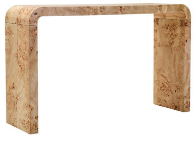 Natural Burl Wood Curved Console Table
