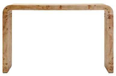 Natural Burl Wood Curved Console Table