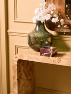 Natural Burl Wood Curved Console Table