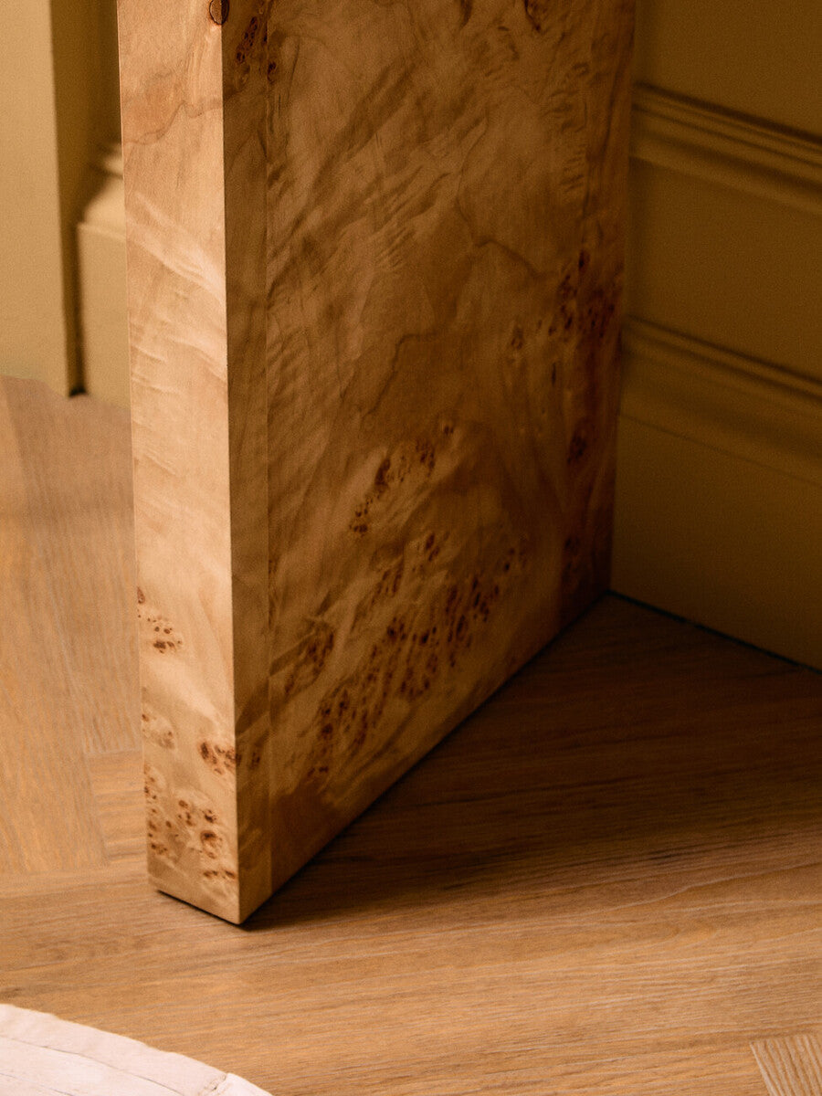 Natural Burl Wood Curved Console Table