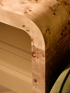Natural Burl Wood Curved Console Table