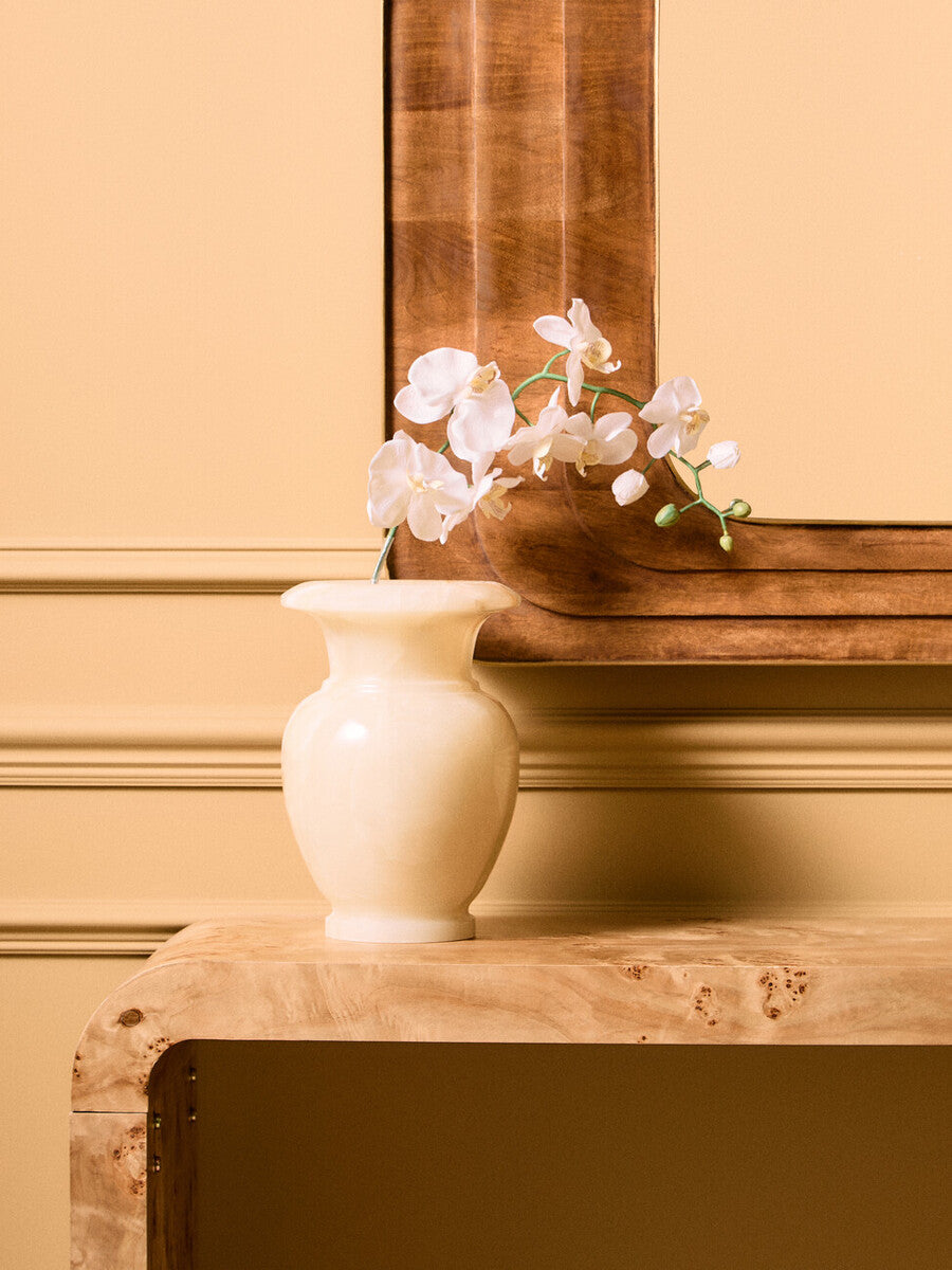 Natural Burl Wood Curved Console Table