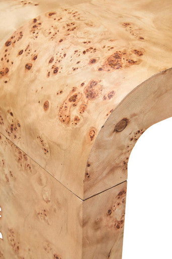 Natural Burl Wood Curved Console Table